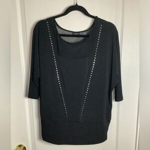 Y2K Point Zero 3/4 sleeve top with mesh panels and studs